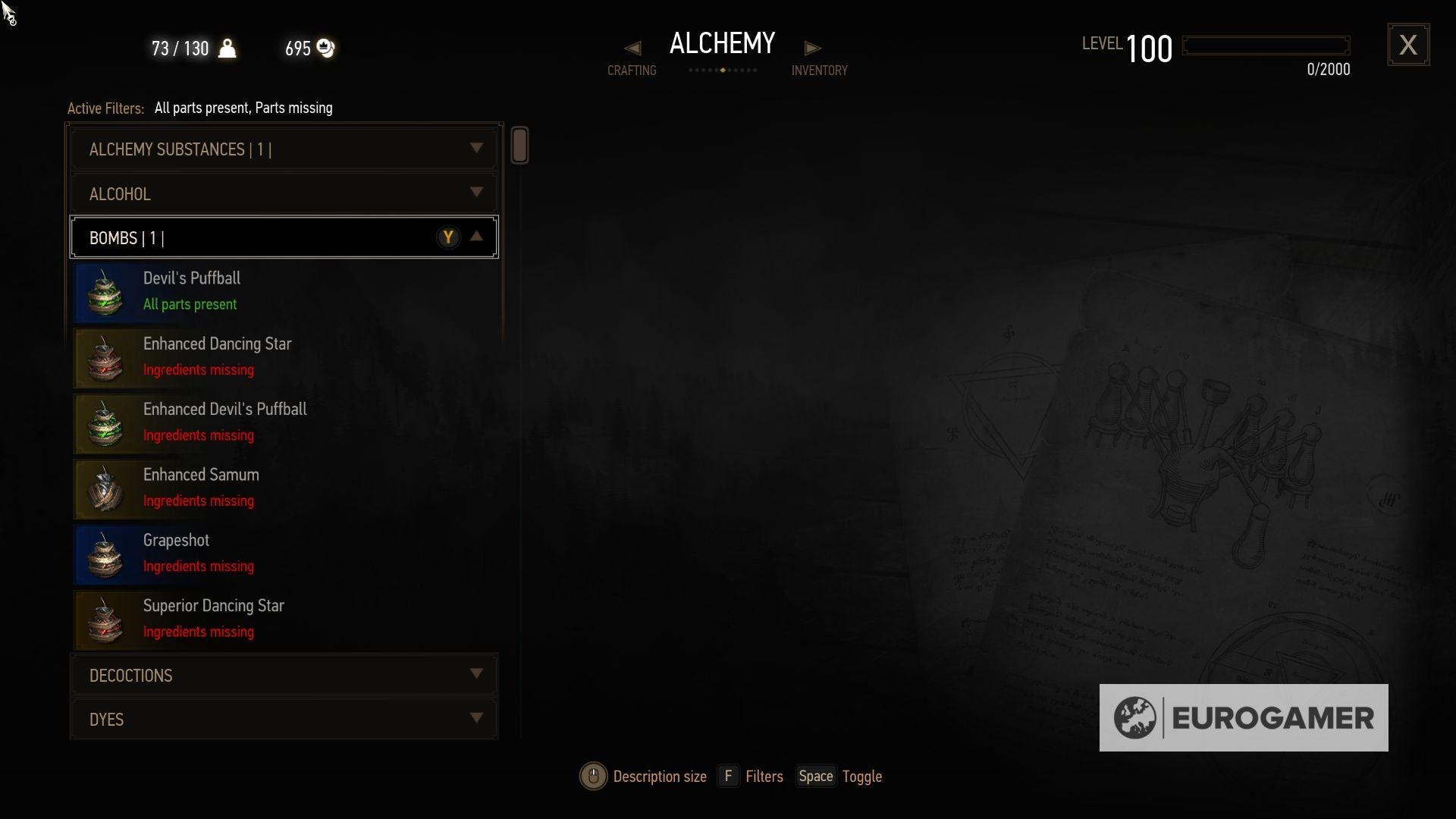 The Witcher 3 Alchemy ingredient lists How to make potions, bombs, decoctions, oils and